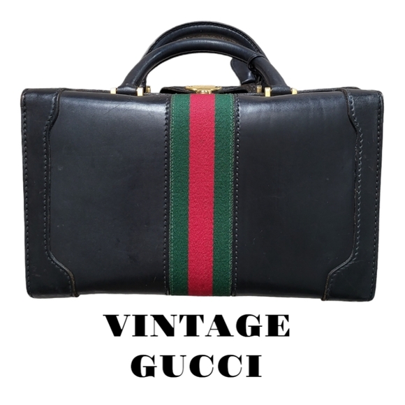 Authentic Vintage Gucci Train Case Handbag Vanity - Picture 1 of 15